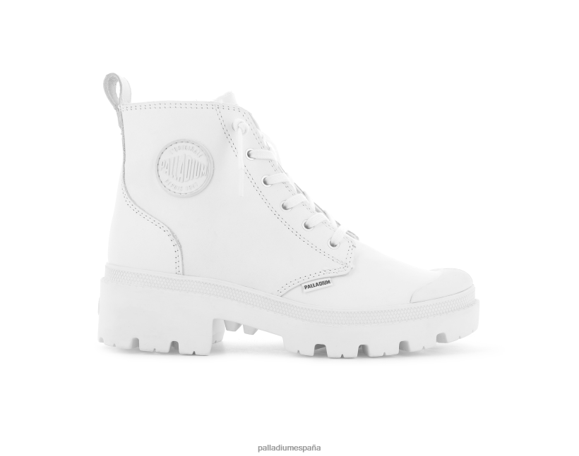mujer cuero palabase Palladium blanco botas DF42XP262