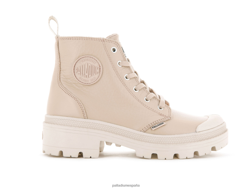 mujer cuero palabase Palladium caqui claro botas DF42XP277