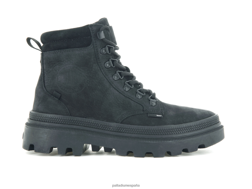 mujer pallatrooper excursionista nubuck Palladium negro botas DF42XP235