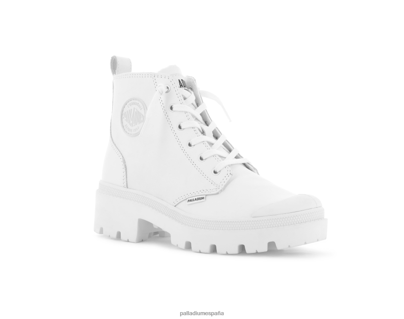 mujer cuero palabase Palladium blanco botas DF42XP262