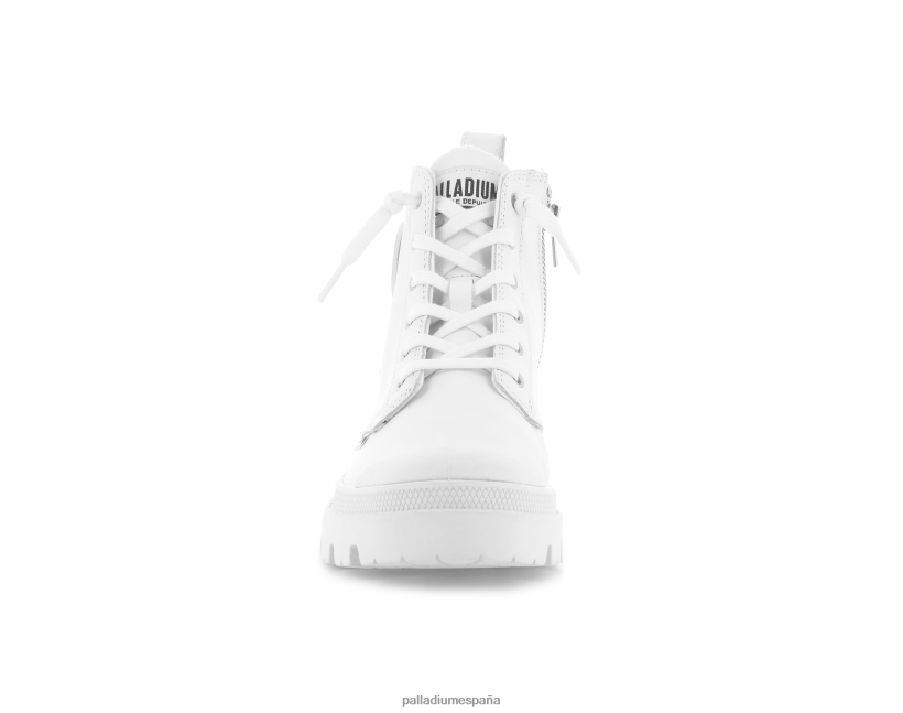 mujer cuero palabase Palladium blanco botas DF42XP262