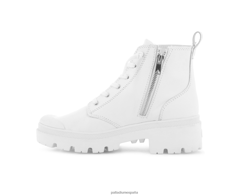 mujer cuero palabase Palladium blanco botas DF42XP262
