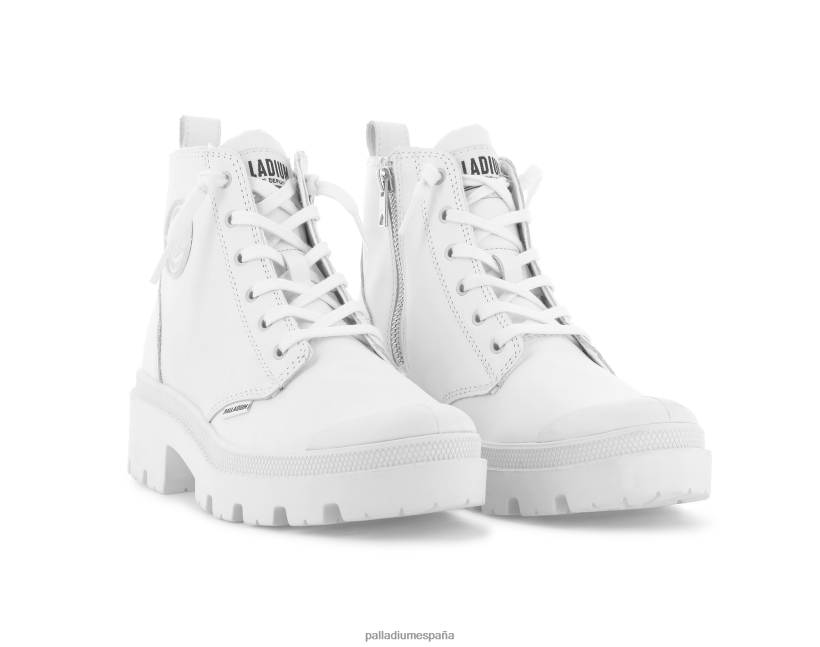 mujer cuero palabase Palladium blanco botas DF42XP262