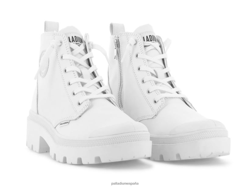 mujer cuero palabase Palladium blanco negro botas DF42XP224