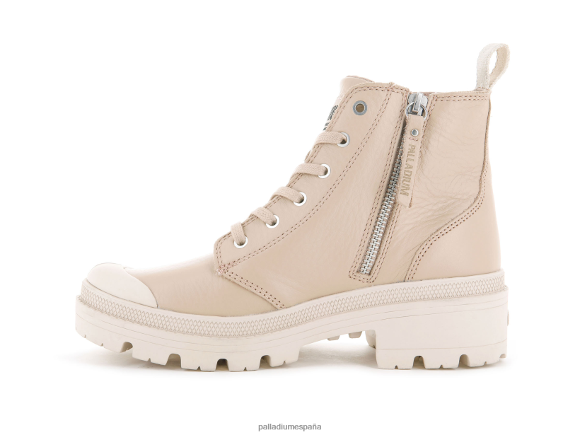 mujer cuero palabase Palladium caqui claro botas DF42XP277