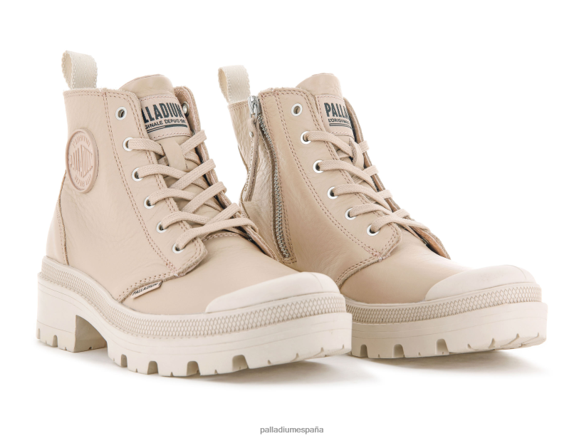 mujer cuero palabase Palladium caqui claro botas DF42XP277