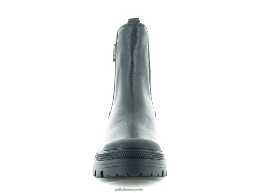 mujer piel pallabase chelsea Palladium negro botas DF42XP234