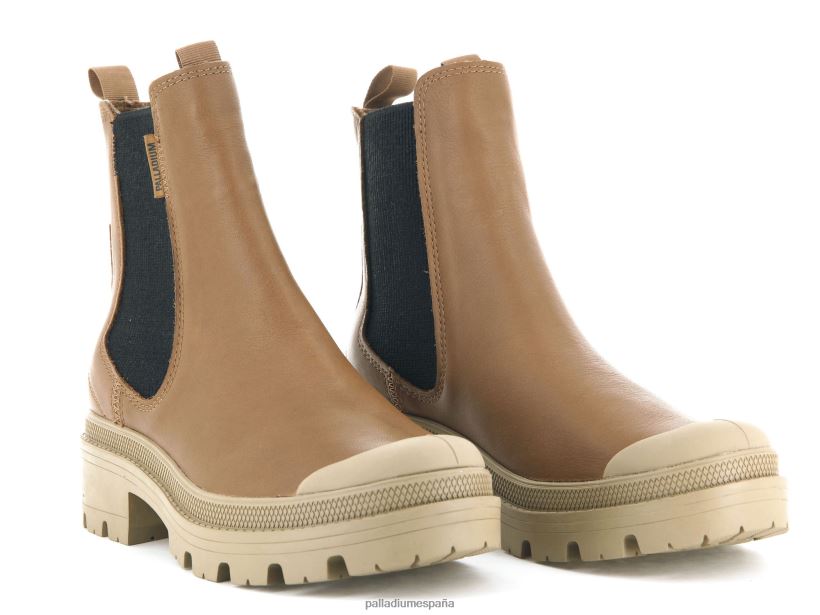 mujer piel pallabase chelsea Palladium querido moreno botas DF42XP232