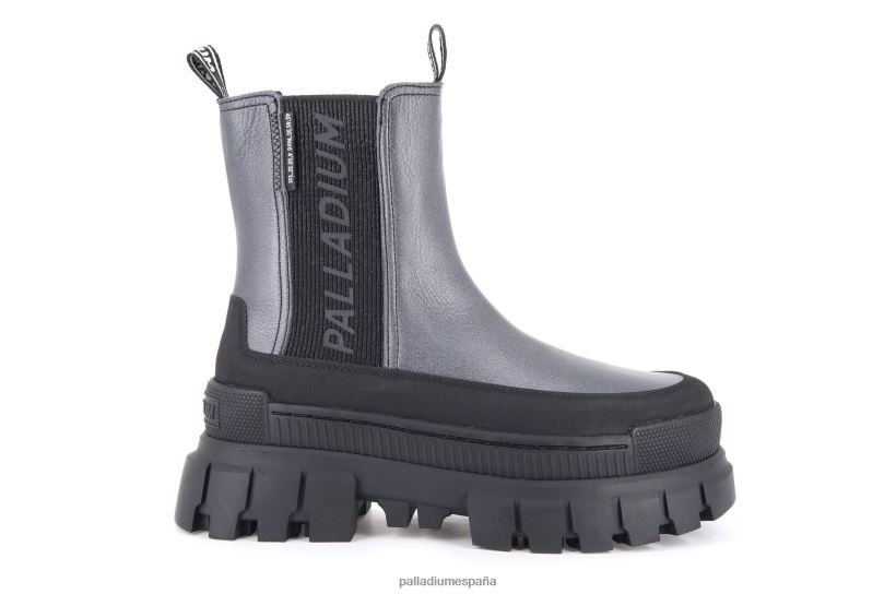 mujer revuelta guardabosques de chelsea Palladium Plateado oscuro botas DF42XP275