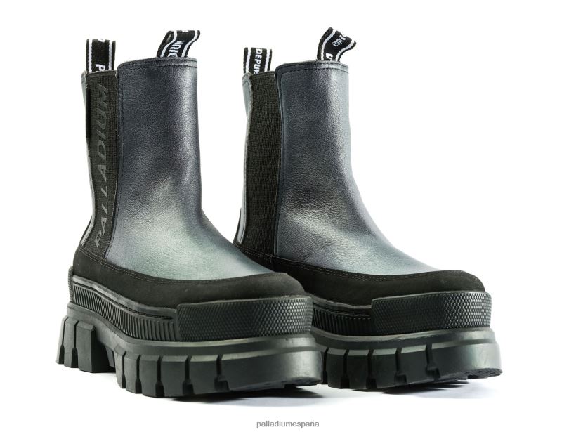 mujer revuelta guardabosques de chelsea Palladium Plateado oscuro botas DF42XP275