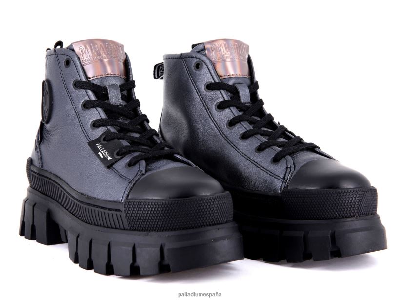 mujer revuelta hola metal Palladium Plateado oscuro botas DF42XP288