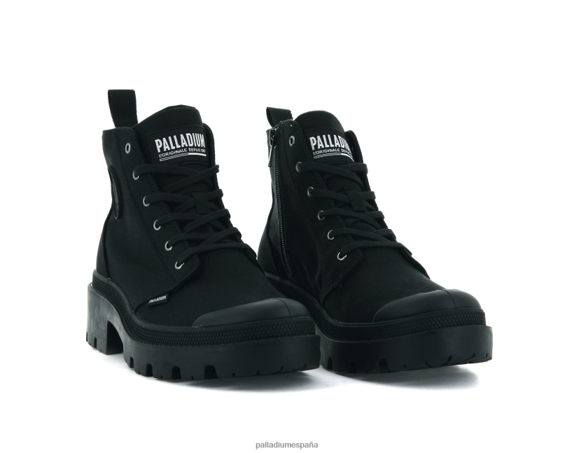 mujer sarga pallabase Palladium negro botas DF42XP261