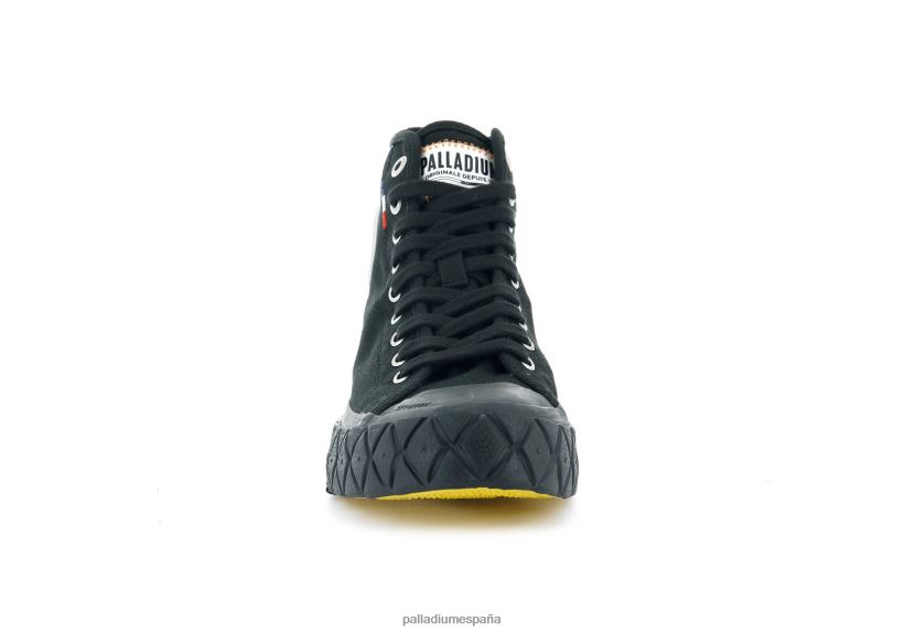 unisexo palla ace lienzo medio Palladium negro zapatos DF42XP150