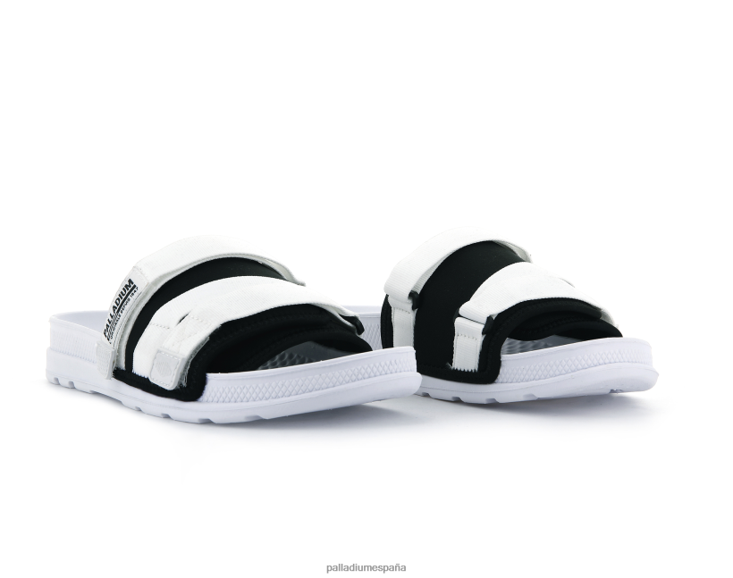 unisexo tobogán soleá Palladium blanco negro diapositivas DF42XP211
